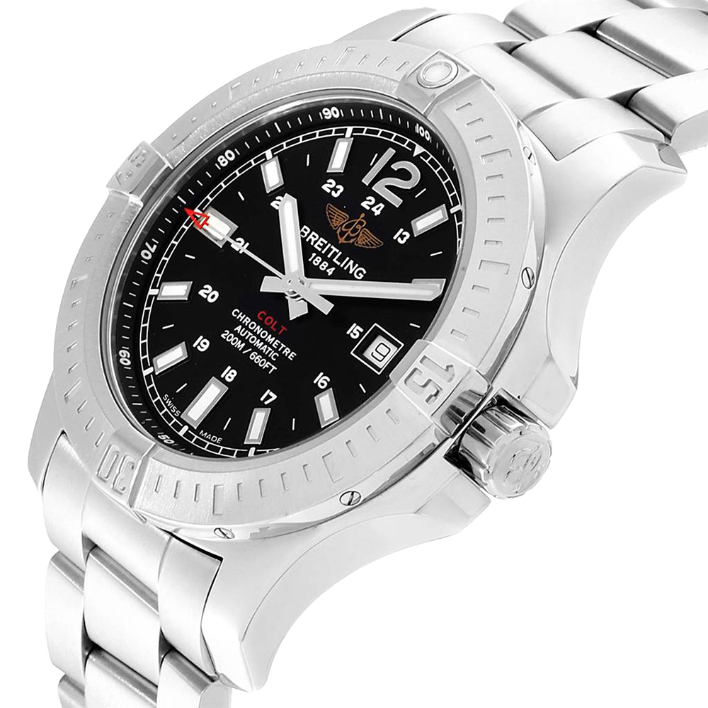 

Breitling Black Stainless Steel Colt Automatic A17388 Men's Wristwatch