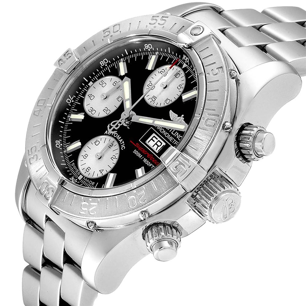 

Breitling Black Stainless Steel Aeromarine Superocean Chronograph A13340 Men's Wristwatch
