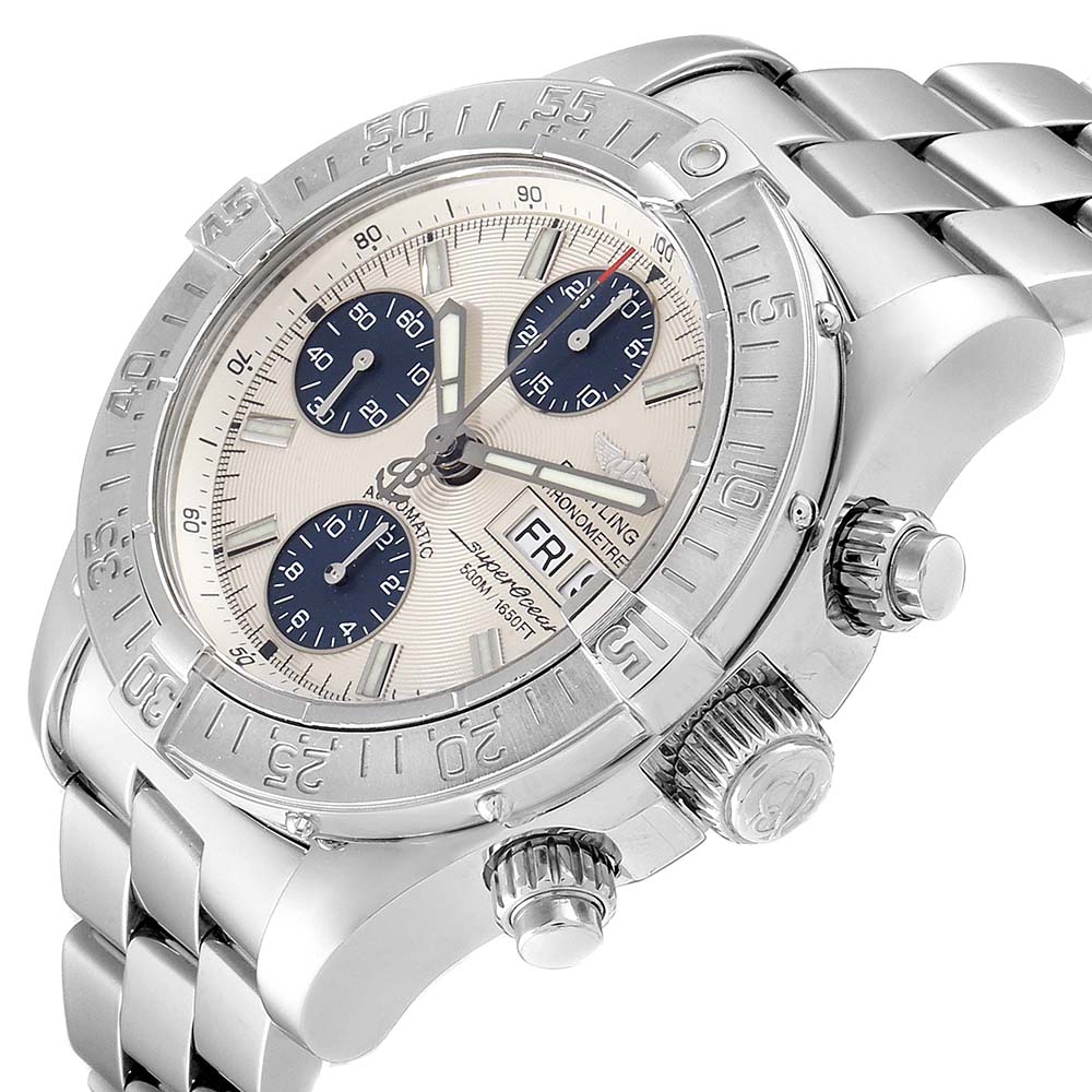 

Breitling Cream Stainless Steel Aeromarine Superocean Chronograph A13340 Men's Wristwatch