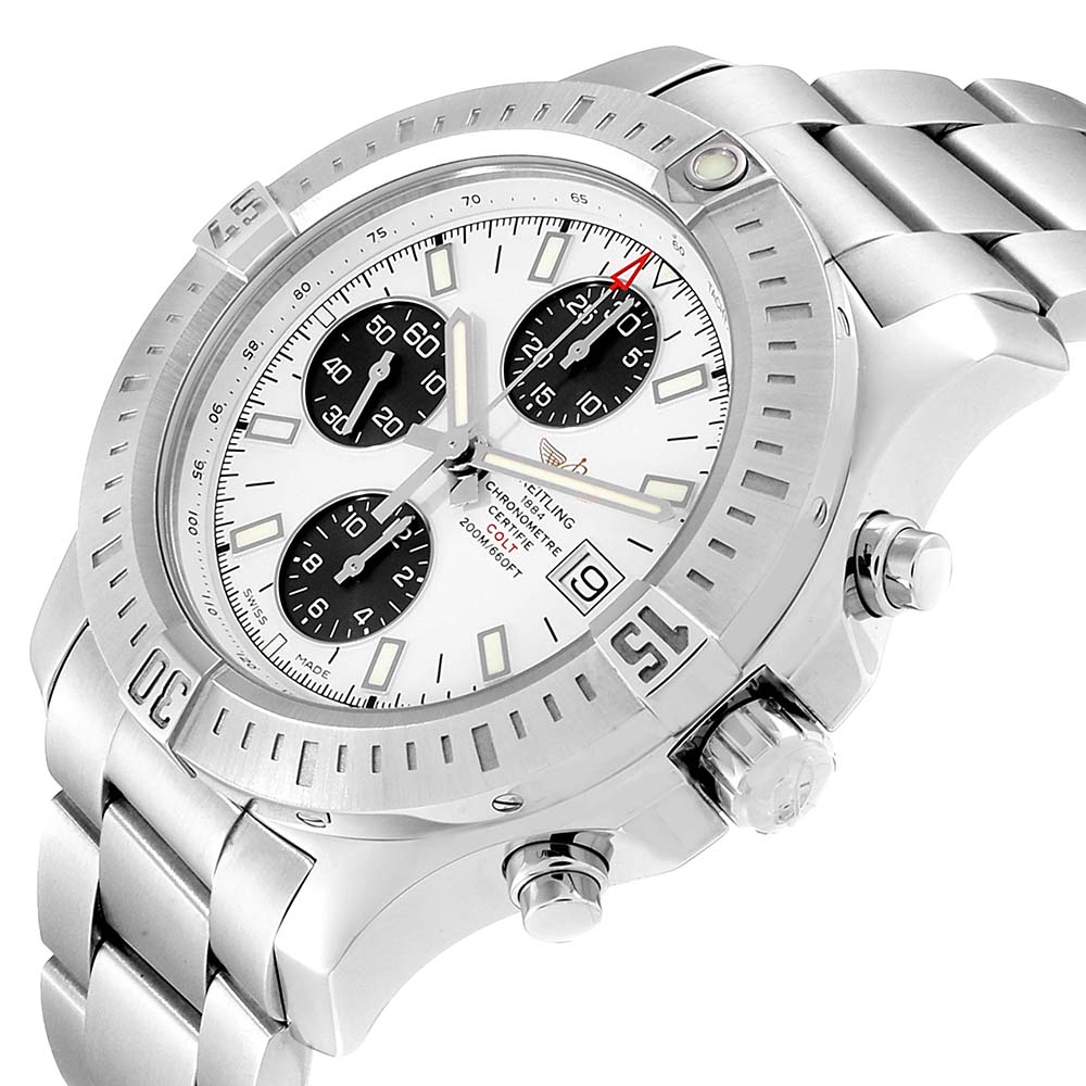 

Breitling White Stainless Steel Colt Automatic Chronograph A13388 Men's Wristwatch