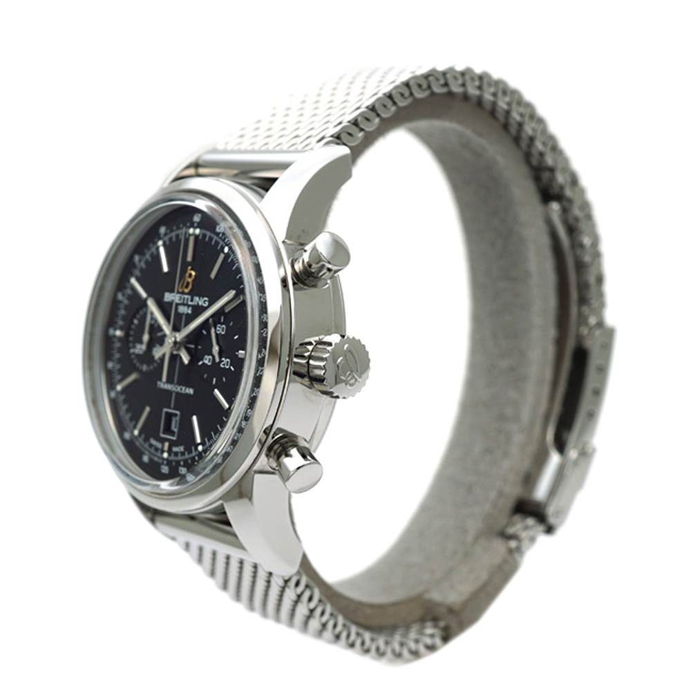 

Breitling Black Stainless Steel Transocean Chronograph A41310 Men's Wristwatch