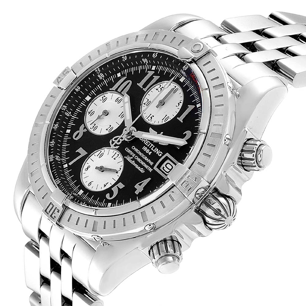 

Breitling Black Stainless Steel Chronomat Evolution A13356 Men's Wristwatch