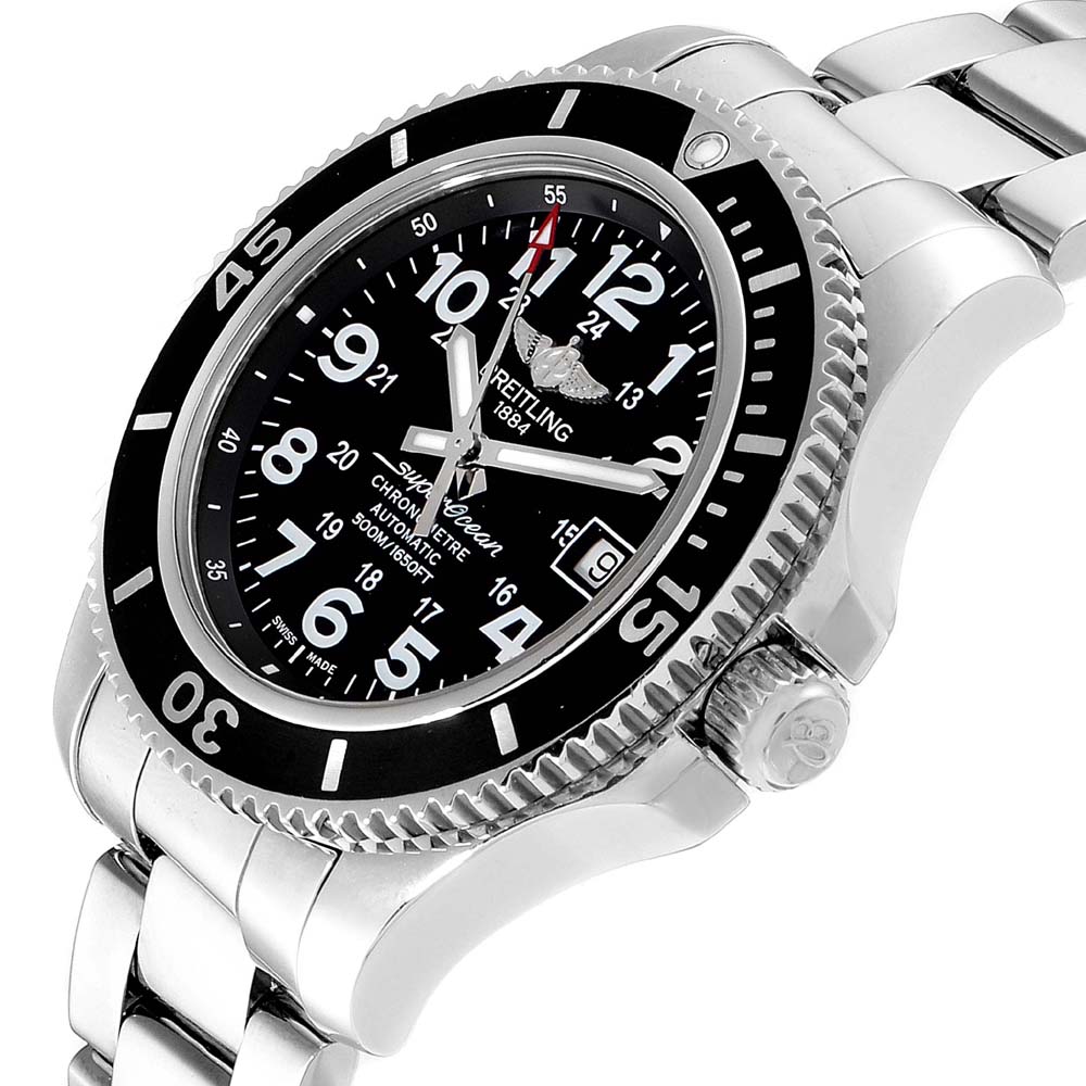 

Breitling Black Stainless Steel Superocean II A17365 Men's Wristwatch