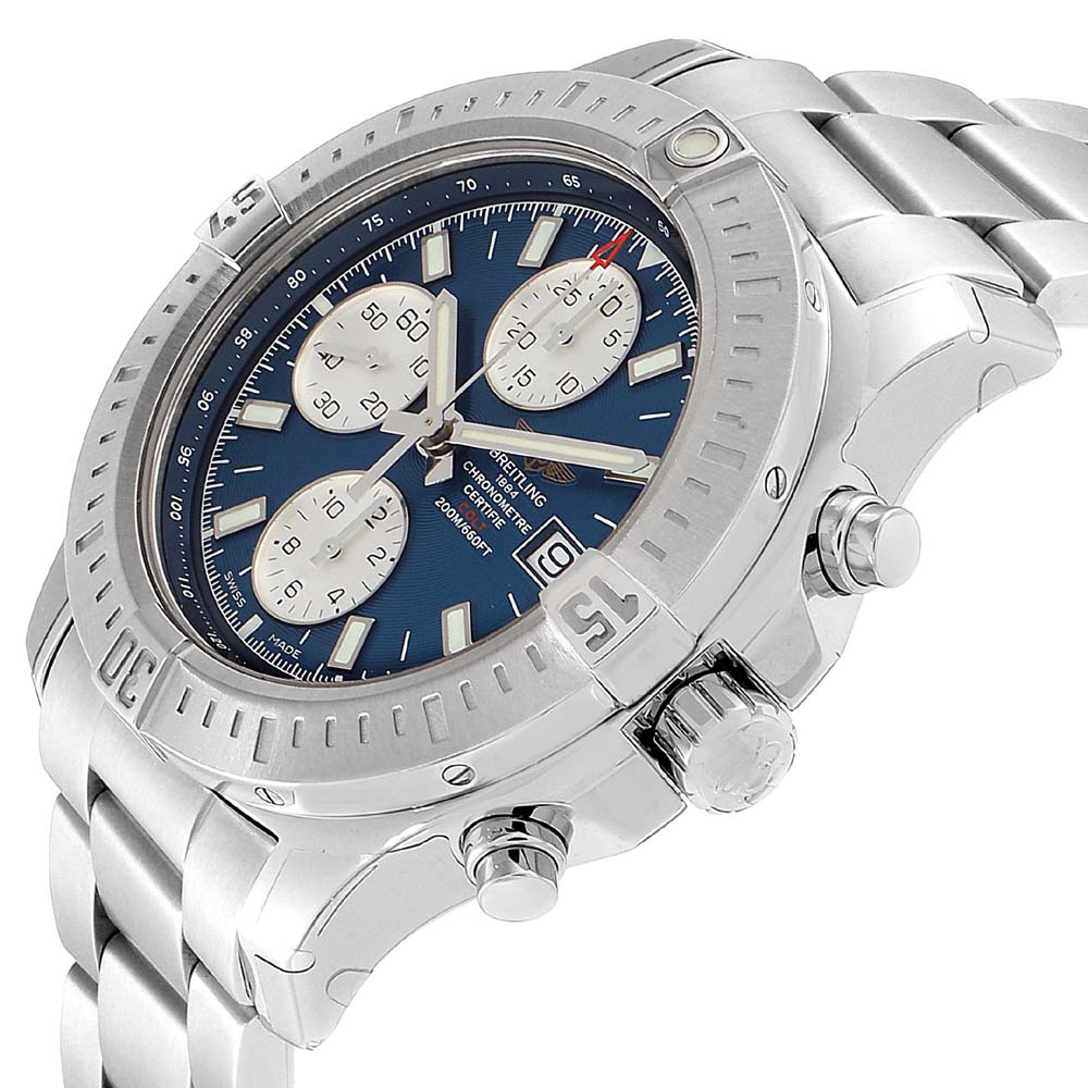 

Breitling Blue Stainless Steel Colt Automatic Chronograph A13388 Men's Wristwatch