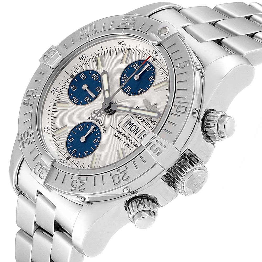 

Breitling Silver/Blue Stainless Steel Aeromarine Superocean Chronograph A13340 Men's Wristwatch