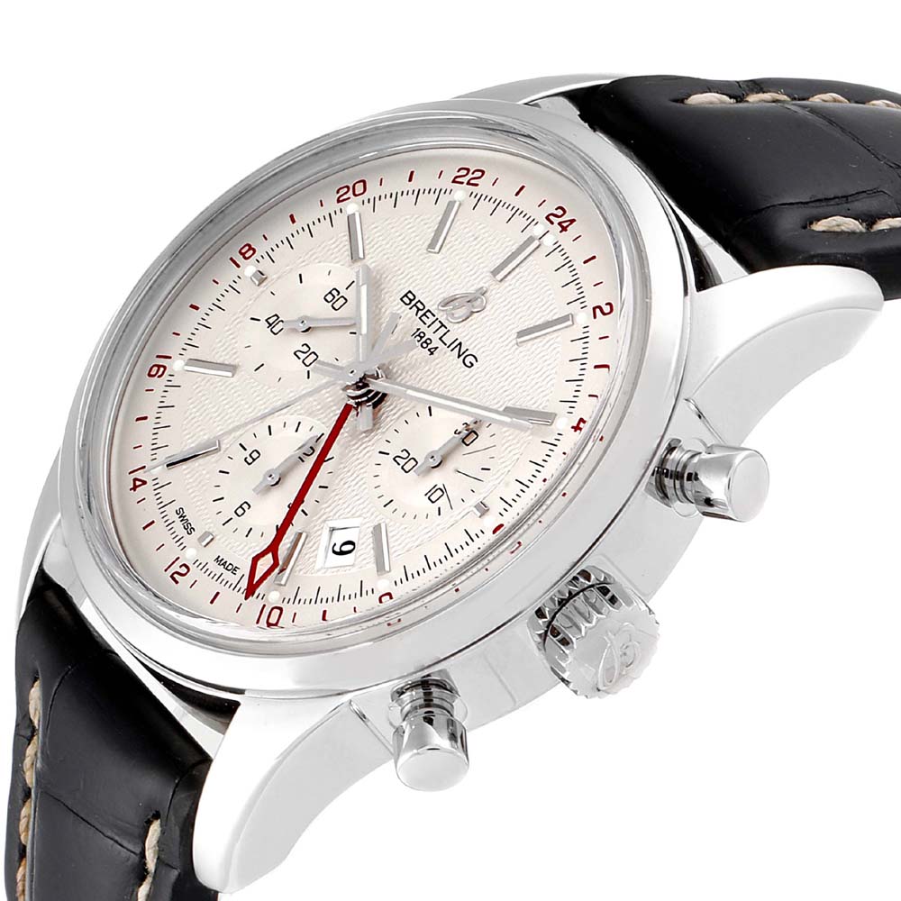 

Breitling Silver Stainless Steel Transocean AB0451 Men's Wristwatch