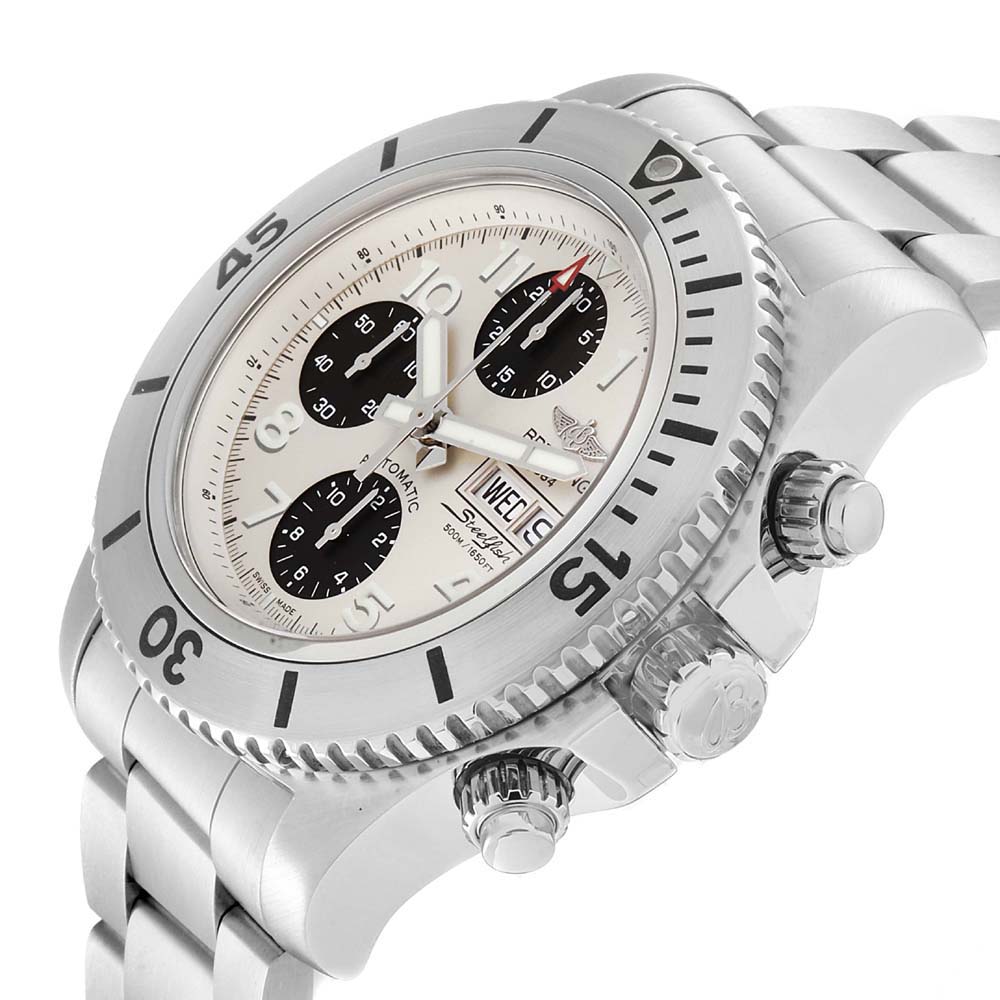 

Breitling White Stainless Steel Aeromarine SuperOcean Chronograph II Steelfish A13341 Men's Wristwatch