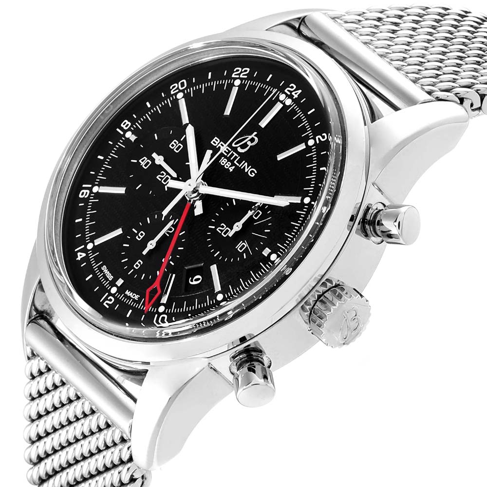 

Breitling Black Stainless Steel Transocean AB0451 Men's Wristwatch