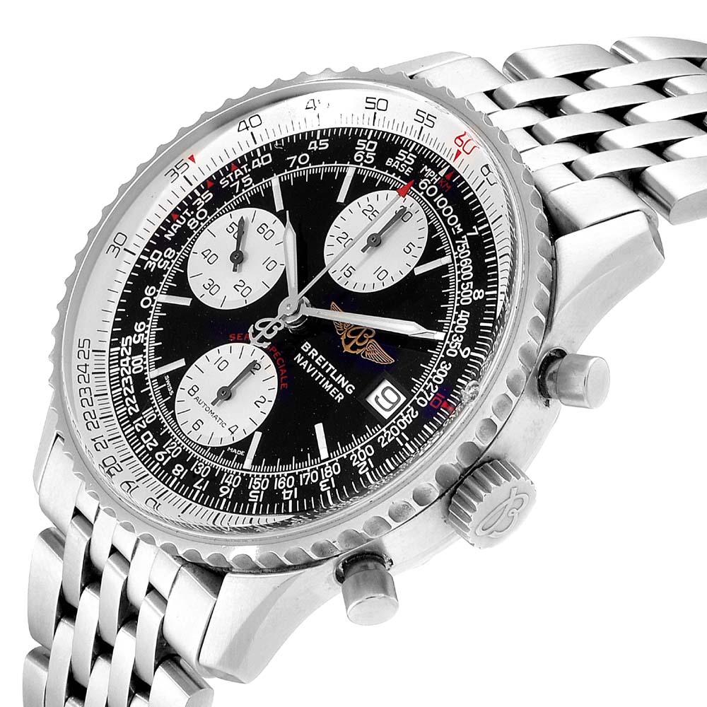 

Breitling Black Stainless Steel Navitimer Fighter Chronograph A13330 Men's Wristwatch