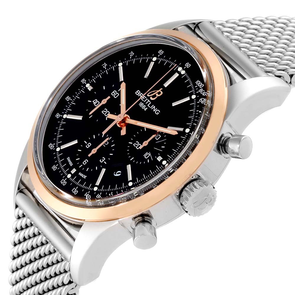 

Breitling Black Rose Gold And Stainless Steel Transocean Chronograph UB0152 Men's Wristwatch