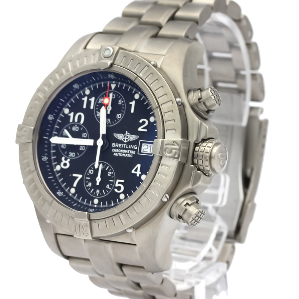 Click to view more detailed imagery on our partner's website Pre-owned Breitling Black Titanium Avenger Automatic E13360 Men's Wristwatch 44 Mm