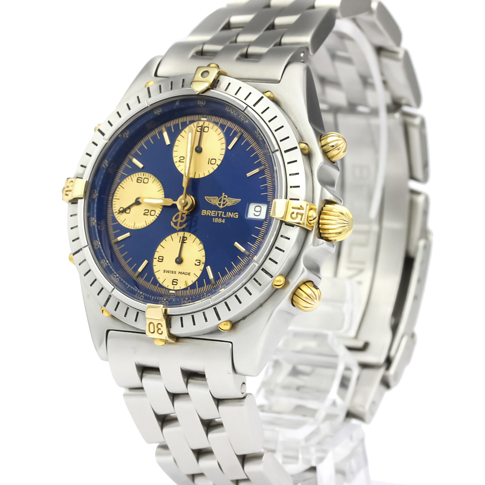 Breitling Blue 18K Yellow Gold And Stainless Steel Chronomat Automatic B13048 Men's Wristwatch 40 MM