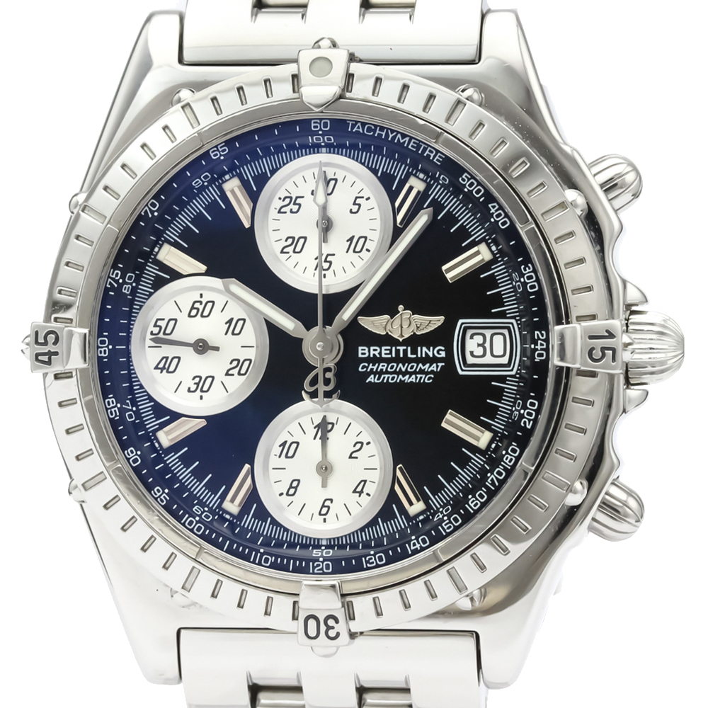 

Breitling Blue Stainless Steel Chronomat Automatic A13050.1 Men's Wristwatch, Black