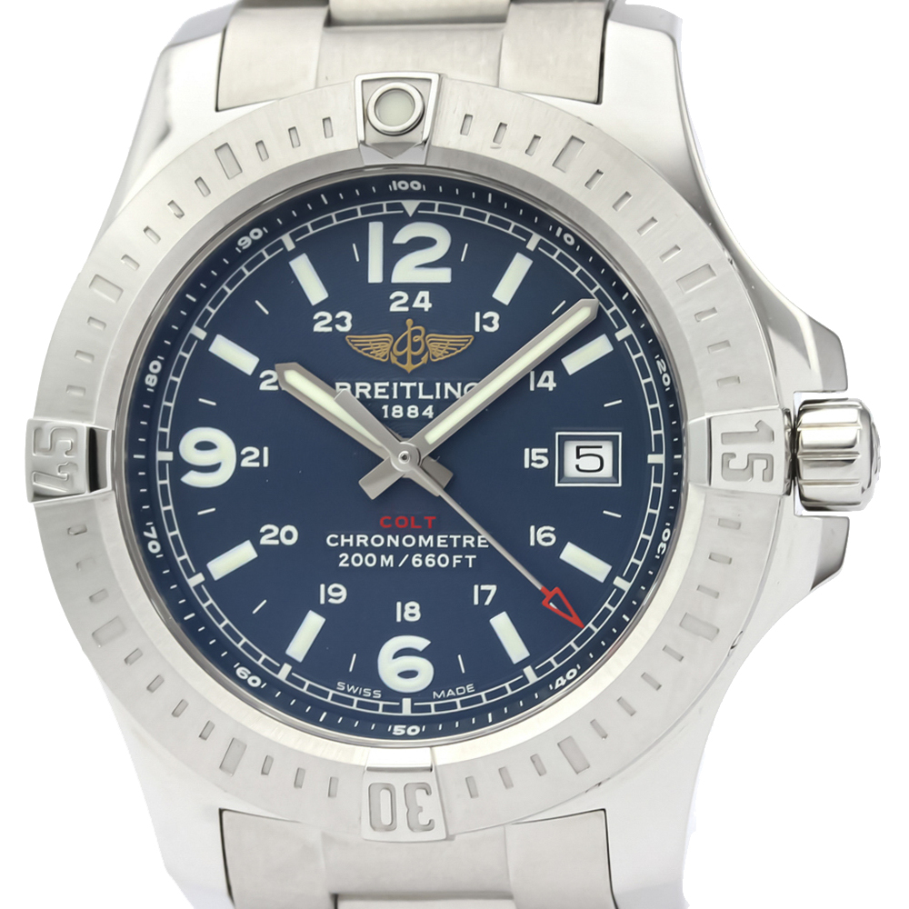 

Breitling Blue Stainless Steel Colt Quartz A74388 Men's Wristwatch, Black