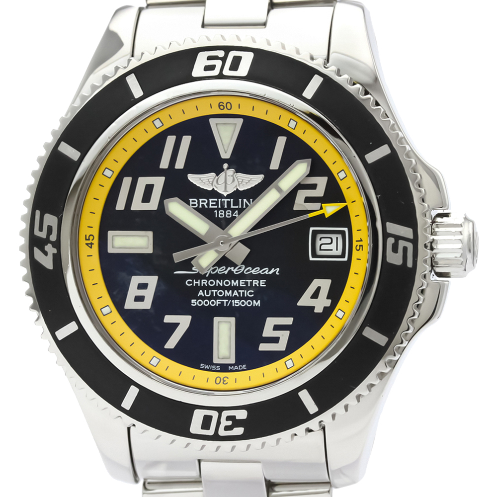 

Breitling Black/Yellow Stainless Steel Superocean Automatic A17364 Men's Wristwatch