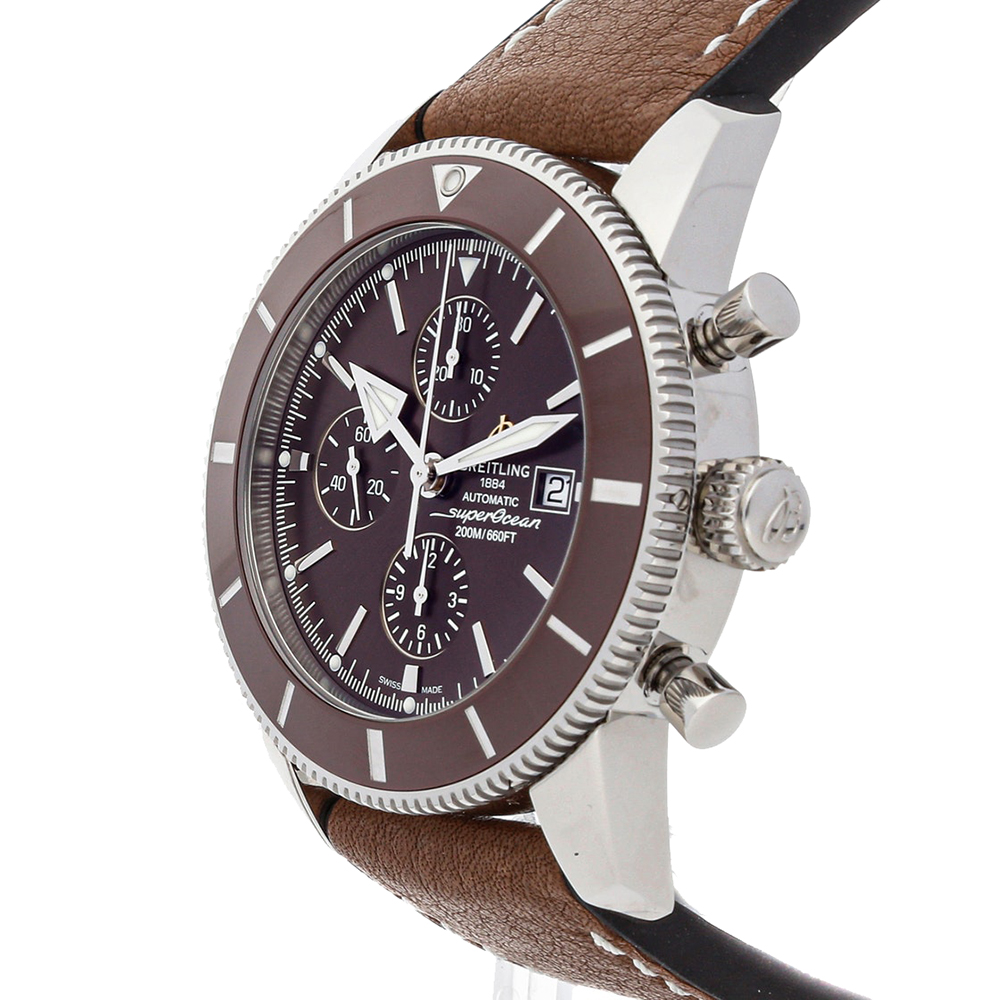 

Breitling Brown Stainless Steel Superocean Heritage II Chronograph A1331233/Q616 Men's Wristwatch