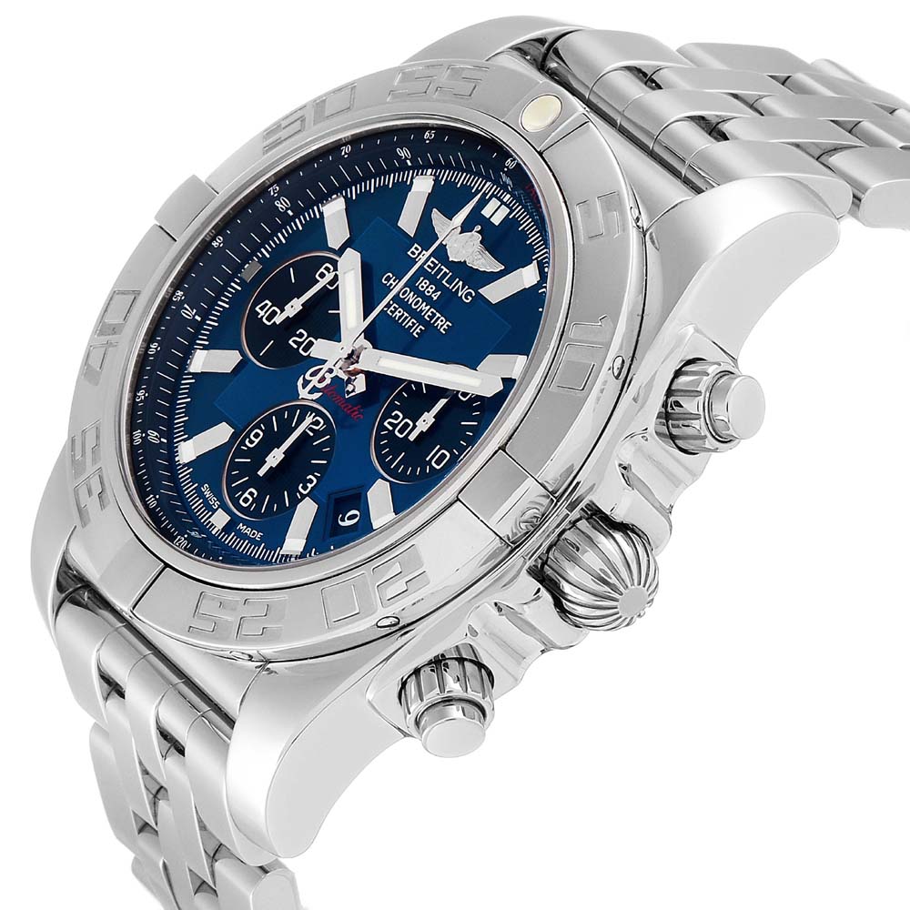 

Breitling Blue Stainless Steel Chronomat