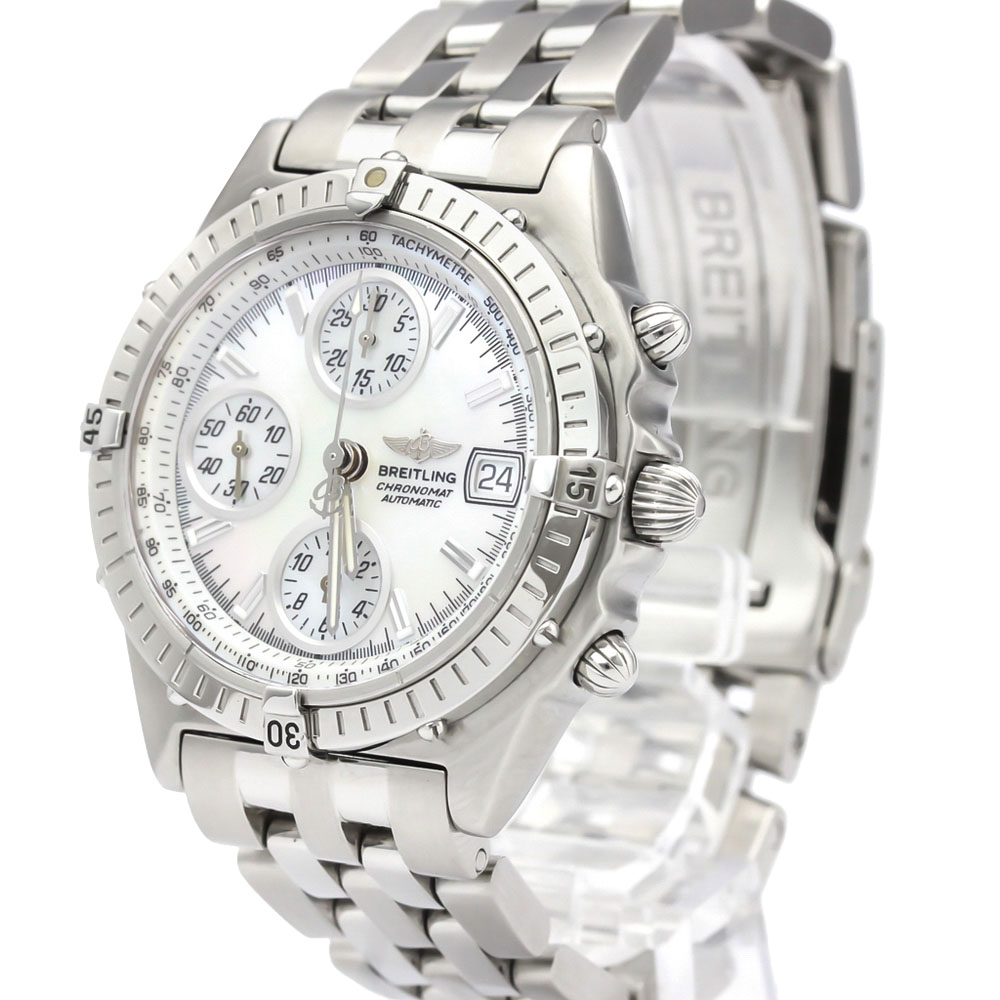 

Breitling MOP Stainless Steel Chronomat Automatic A13350 Men's Wristwatch, White