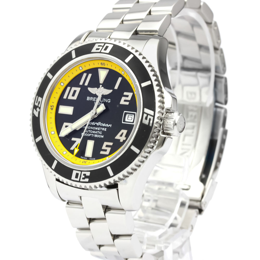 

Breitling Black/Yellow Stainless Steel Superocean Automatic A17364 Men's Wristwatch