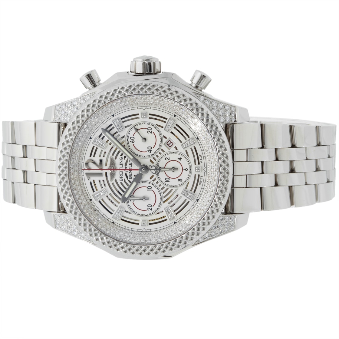 

Breitling Silver Diamonds Stainless Steel Bentley Barnato A41390AP/G788 Men's Wristwatch