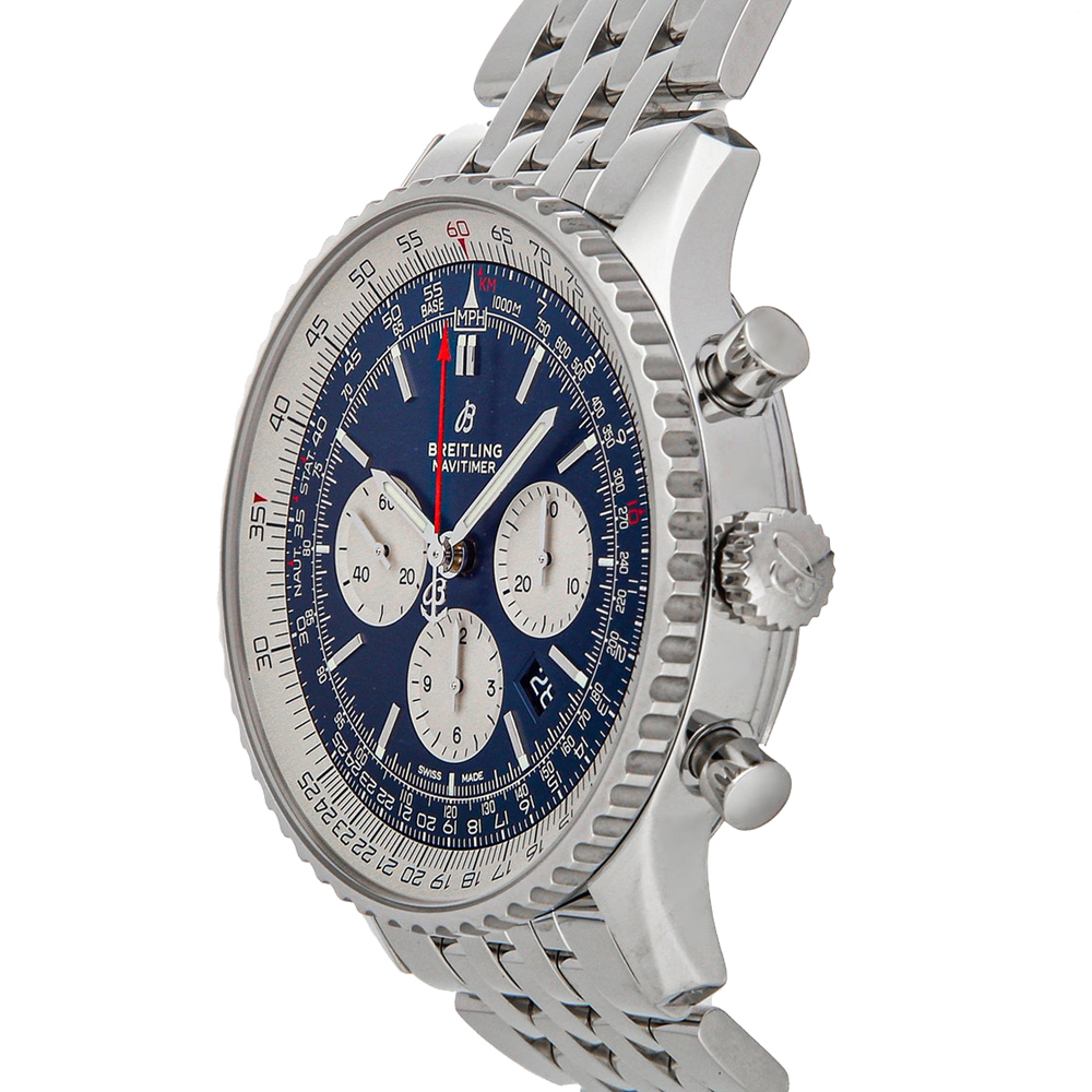 

Breitling Blue Stainless Steel Navitimer B01 Chronograph AB0127211C1A1 Men's Wristwatch