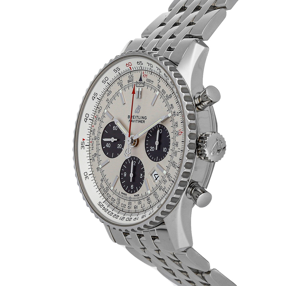 

Breitling Silver Stainless Steel Navitimer B01 Chronograph AB0121211G1A1 Men's Wristwatch