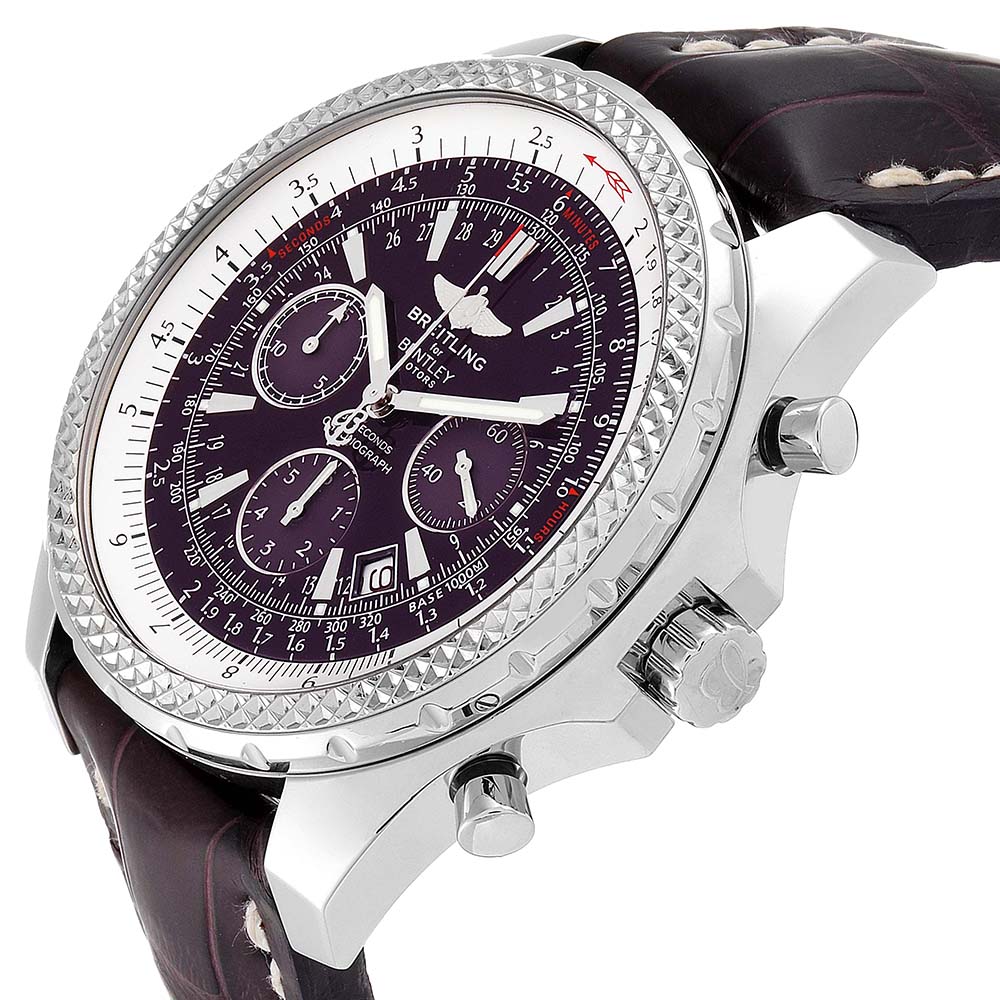 

Breitling Purple Stainless Steel Bentley Chronograph A25362 Men's Wristwatch