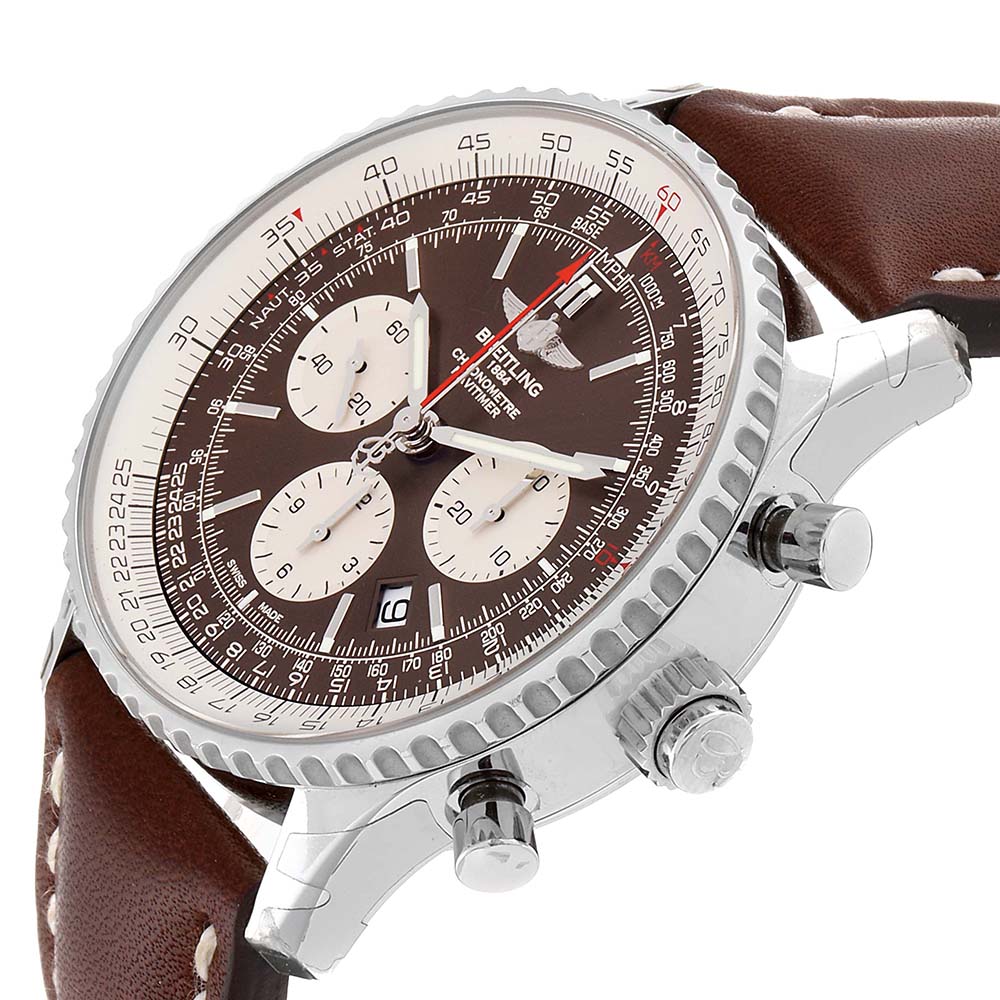 

Breitling Brown Stainless Steel Navitimer Rattrapante Chronograph AB0310 Men's Wristwatch