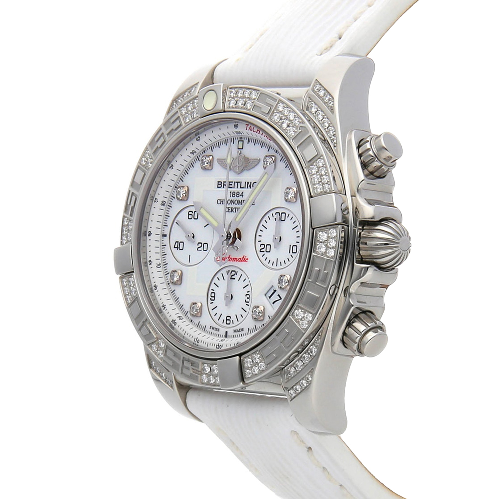 

Breitling MOP Diamonds Stainless Steel Chronomat AB0140AF/A744 Men's Wristwatch, White