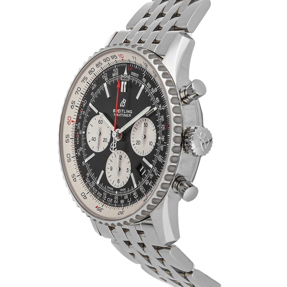 

Breitling Black Stainless Steel Navitimer B01 Chronograph AB0121211B1A1 Men's Wristwatch