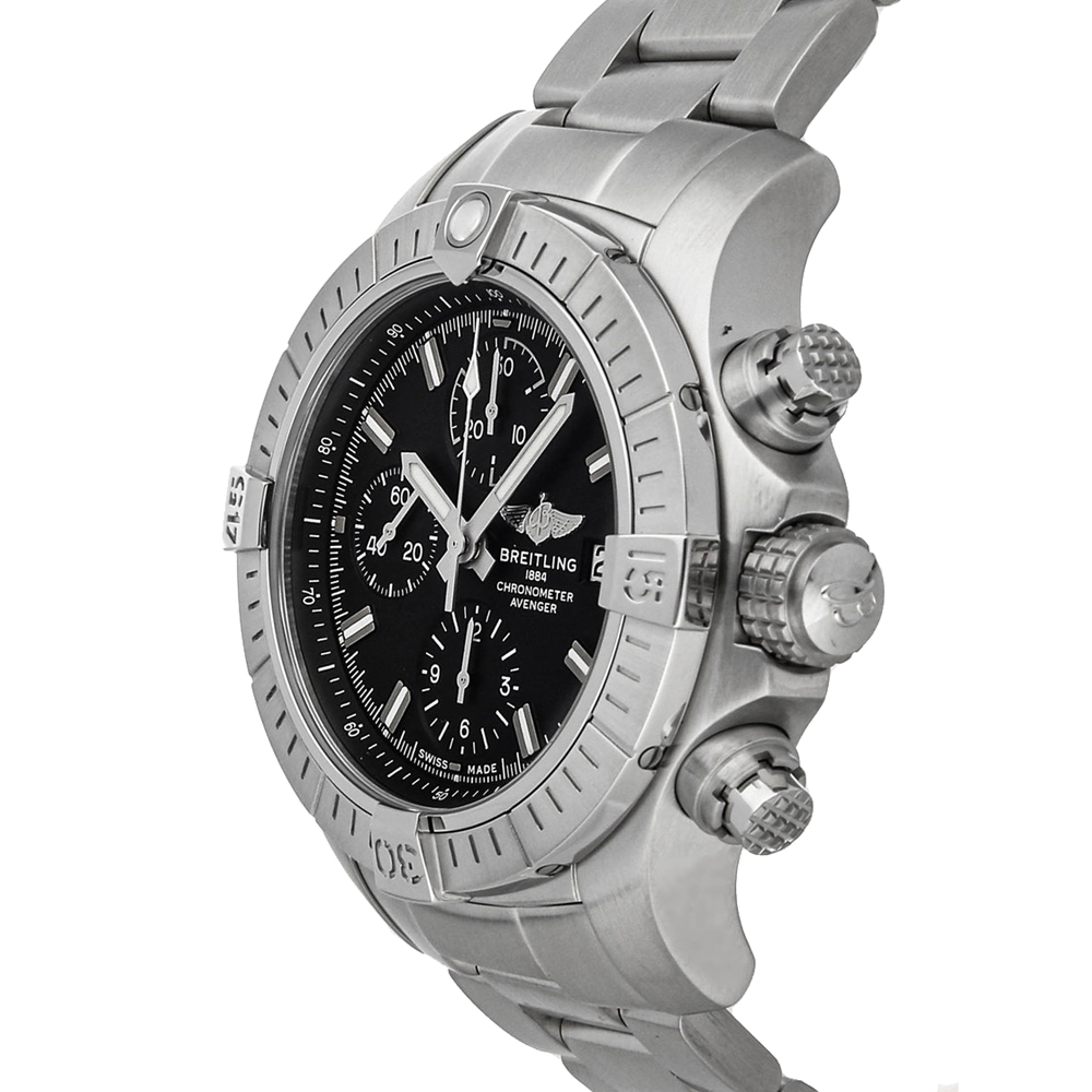 

Breitling Black Stainless Steel Super Avenger Chronograph A13385101B1A1 Men's Wristwatch