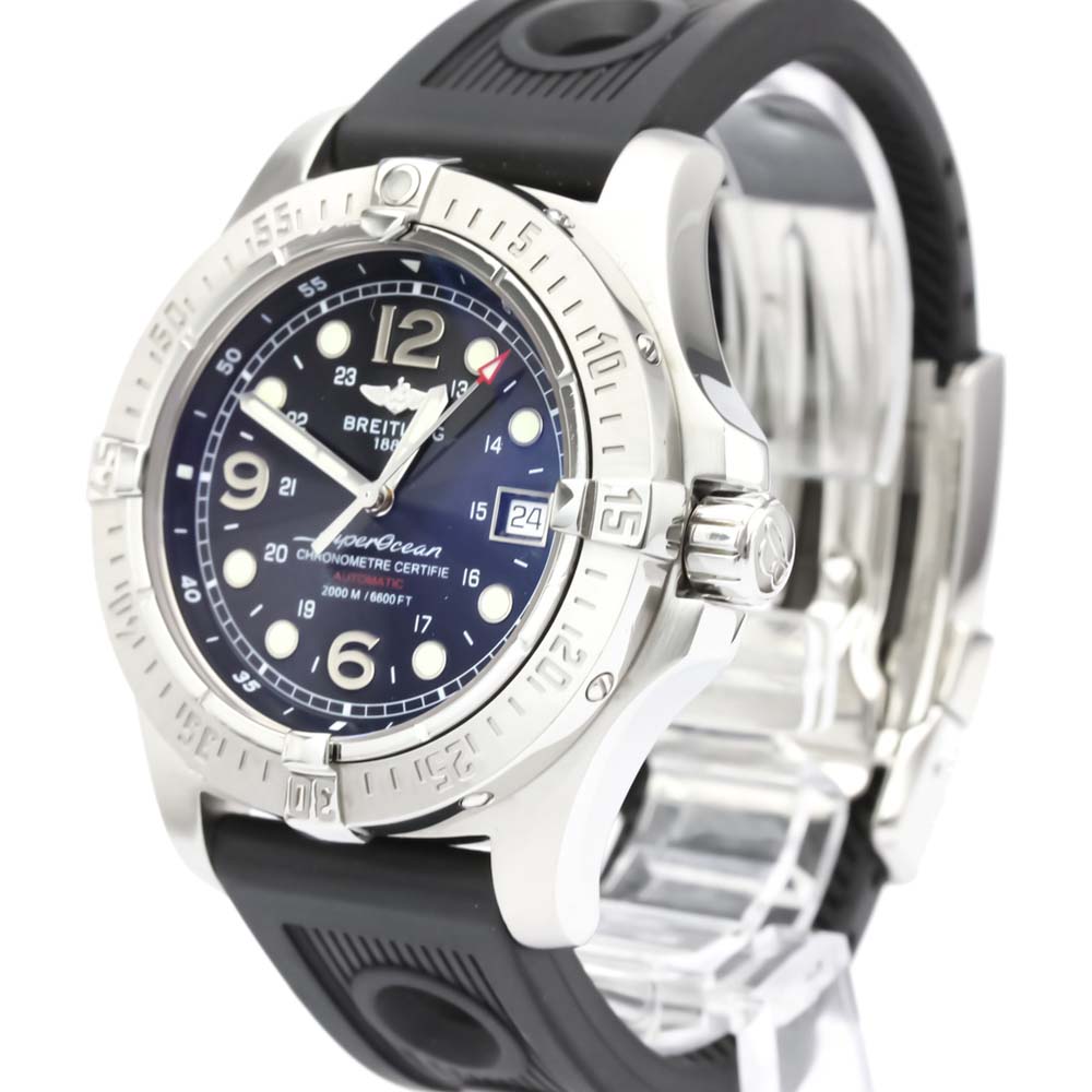 

Breitling Black Stainless Steel Transocean Automatic AB0152 Men's Wristwatch