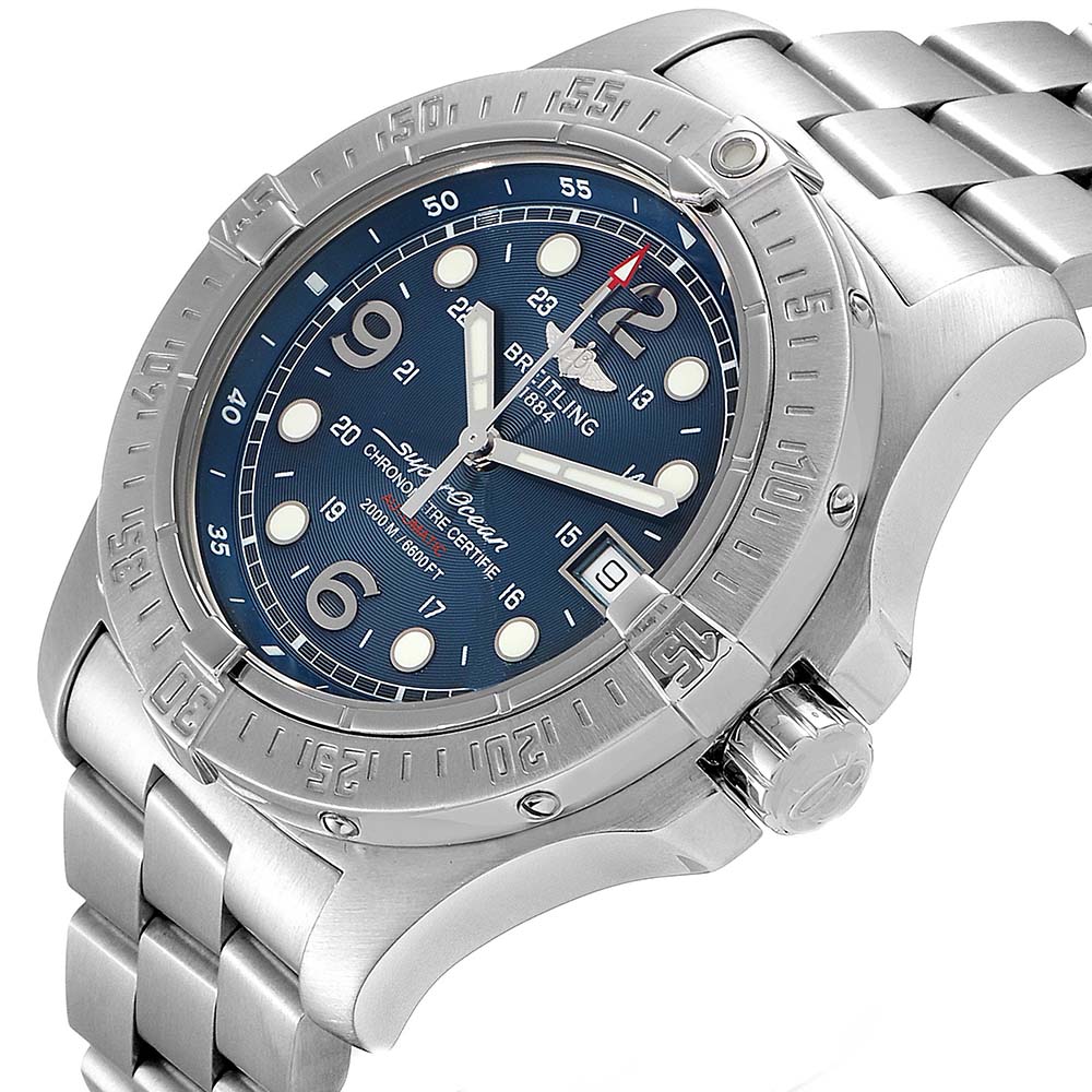 

Breitling Blue Stainless Steel Aeromarine Superocean Steelfish A17390 Men's Wristwatch