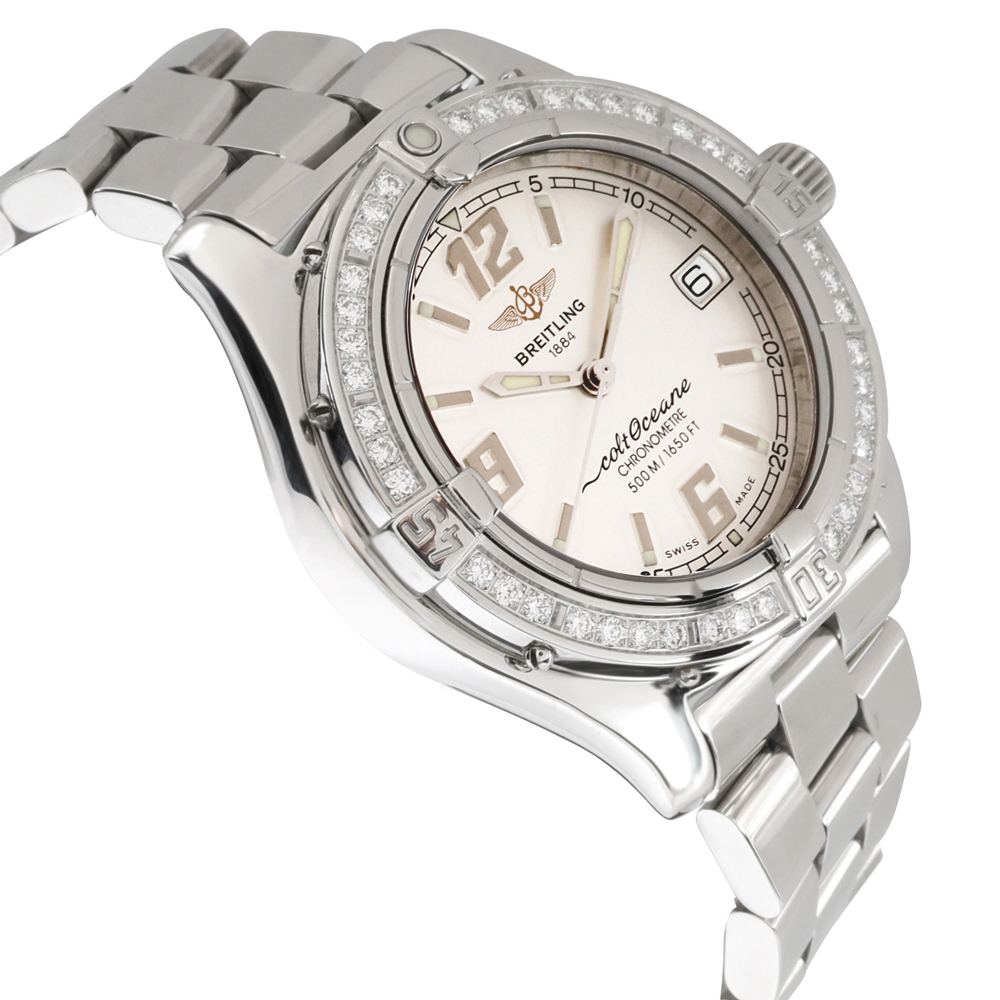 

Breitling Silver Diamonds Stainless Steel Colt Oceane A57350 Men's Wristwatch