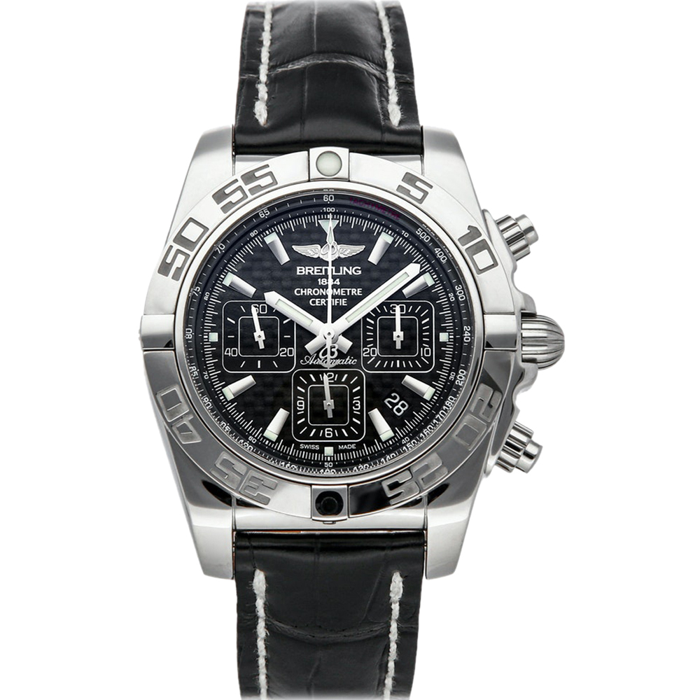 Click to view more detailed imagery on our partner's website Pre-owned Breitling Black Stainless Steel Chronomat Ab011012/bf76 Men's Wristwatch 44 Mm