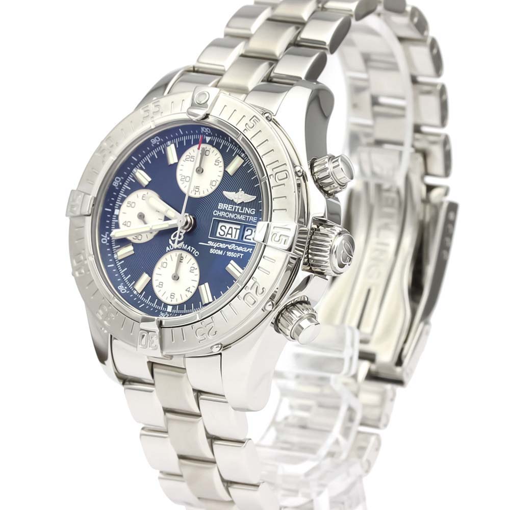 

Breitling Blue Stainless Steel Chrono Super Ocean Automatic A13340 Men's Wristwatch