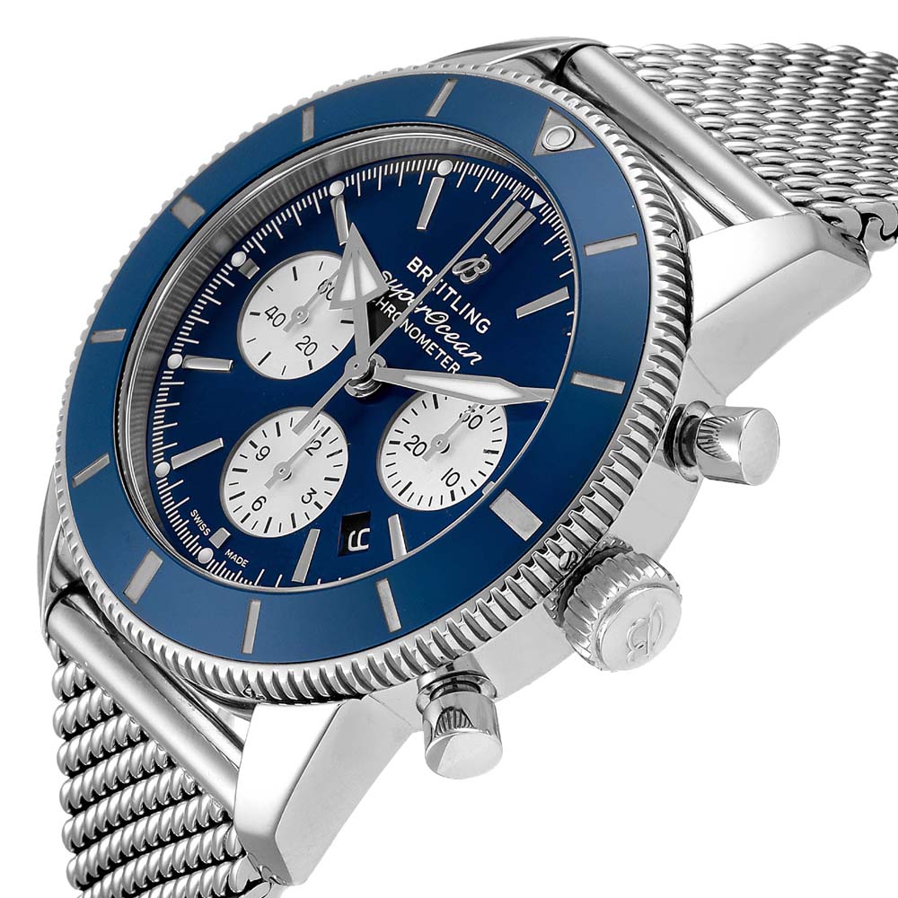 

Breitling Blue Stainless Steel SuperOcean Heritage II B01 AB0162 Men's Wristwatch