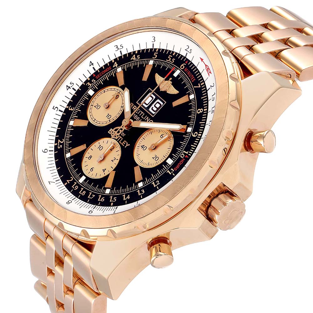 

Breitling Black 18K Rose Gold Bentley 6.75 Chronograph H44363 Men's Wristwatch 48 MM