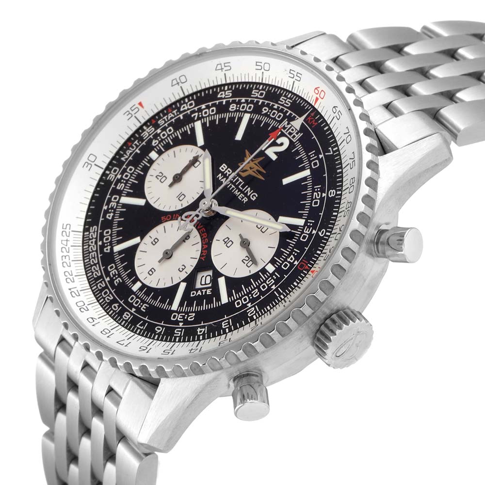 

Breitling Black Stainless Steel Navitimer 50th Anniversary A41322 Men's Wristwatch 43 MM