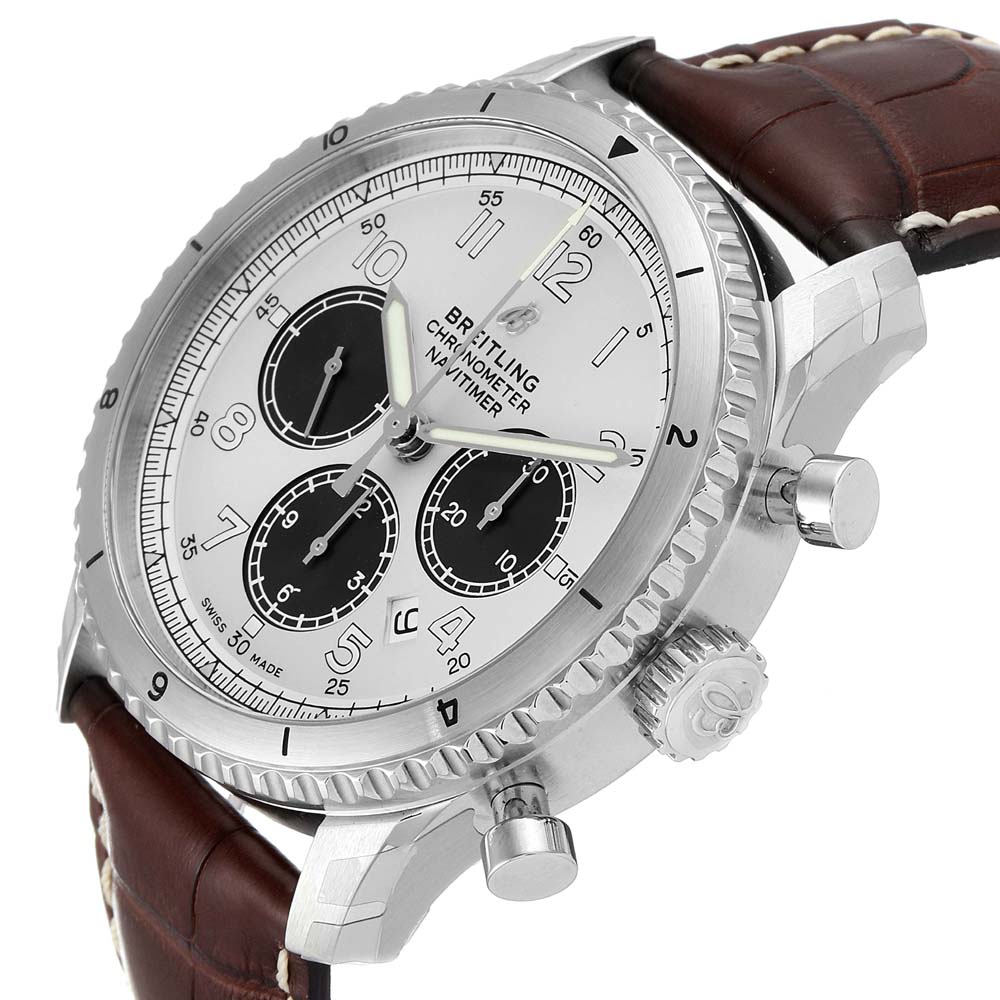 

Breitling Silver Stainless Steel Navitimer Aviator 8 B01 AB0117 Men's Wristwatch 43 MM