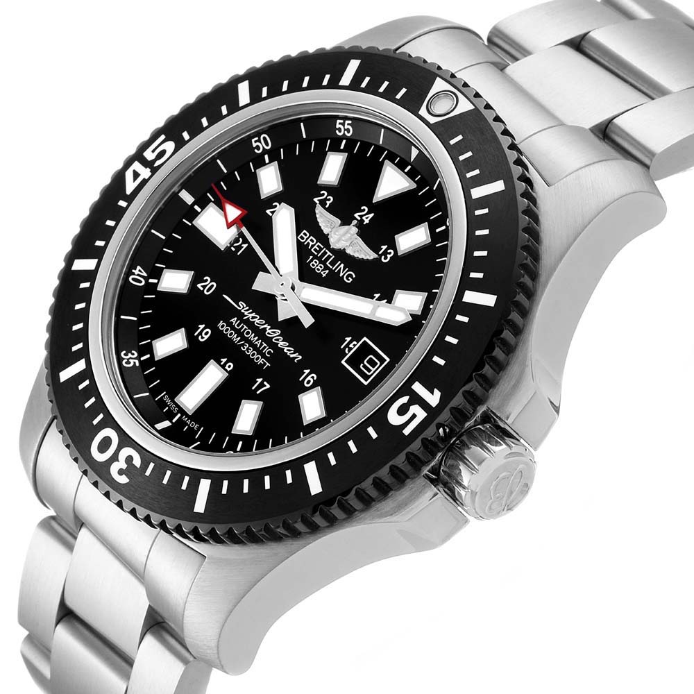 

Breitling Black Stainless Steel Aeromarine Superocean Y17393 Men's Wristwatch 44 MM