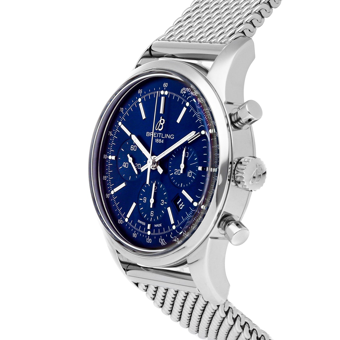 

Breitling Blue Stainless Steel Transocean Chronograph Limited Edition AB015112/C860 Men's Wristwatch 43 MM