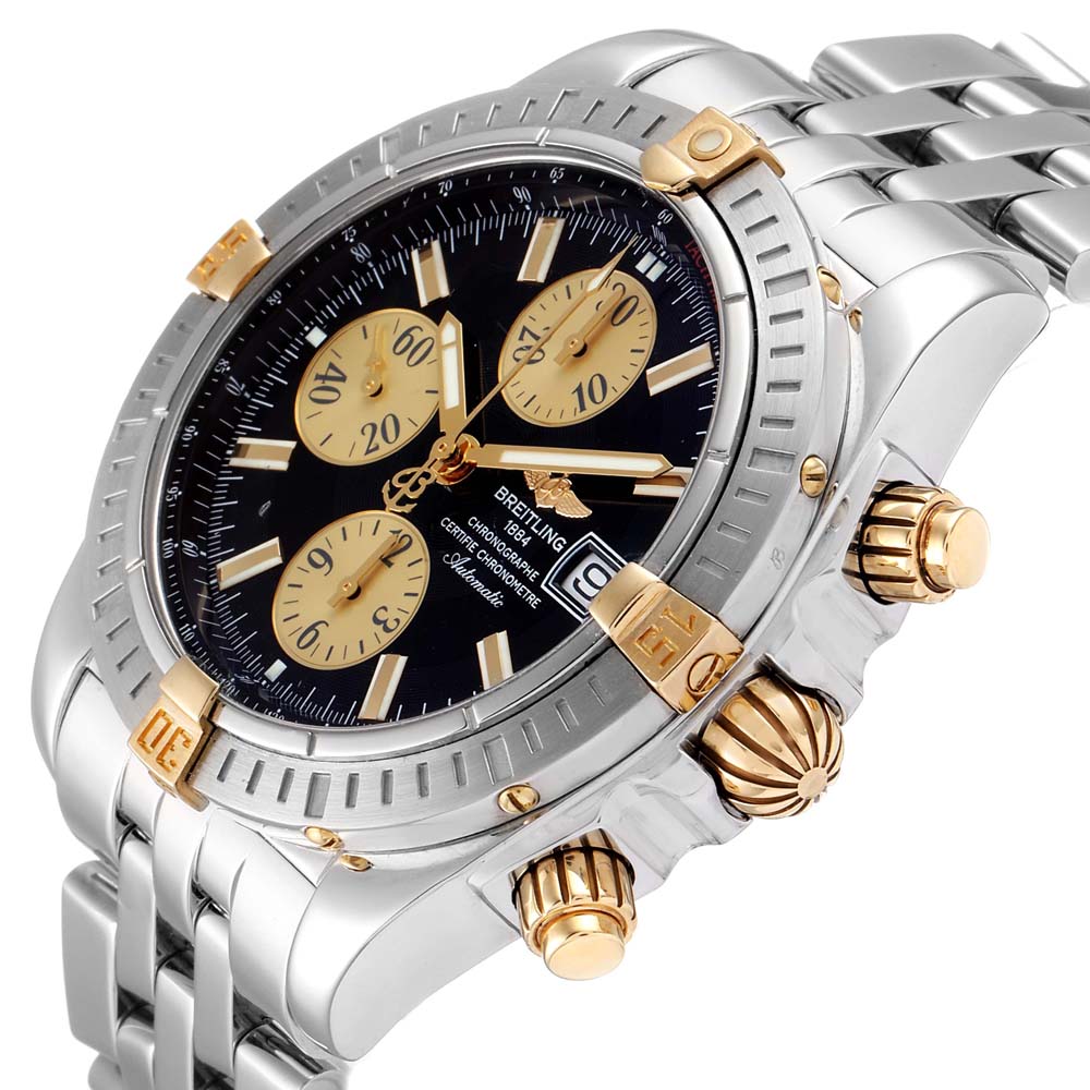 

Breitling Black 18K Yellow Gold And Stainless Steel Chronomat B13356 Men's Wristwatch 44 MM