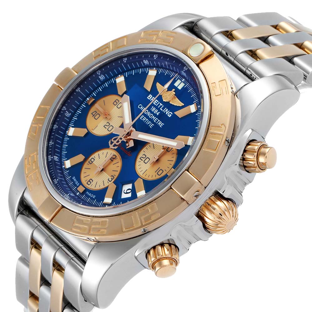 

Breitling Blue 18K Rose Gold And Stainless Steel Chronomat Evolution CB0110 Men's Wristwatch 45 MM