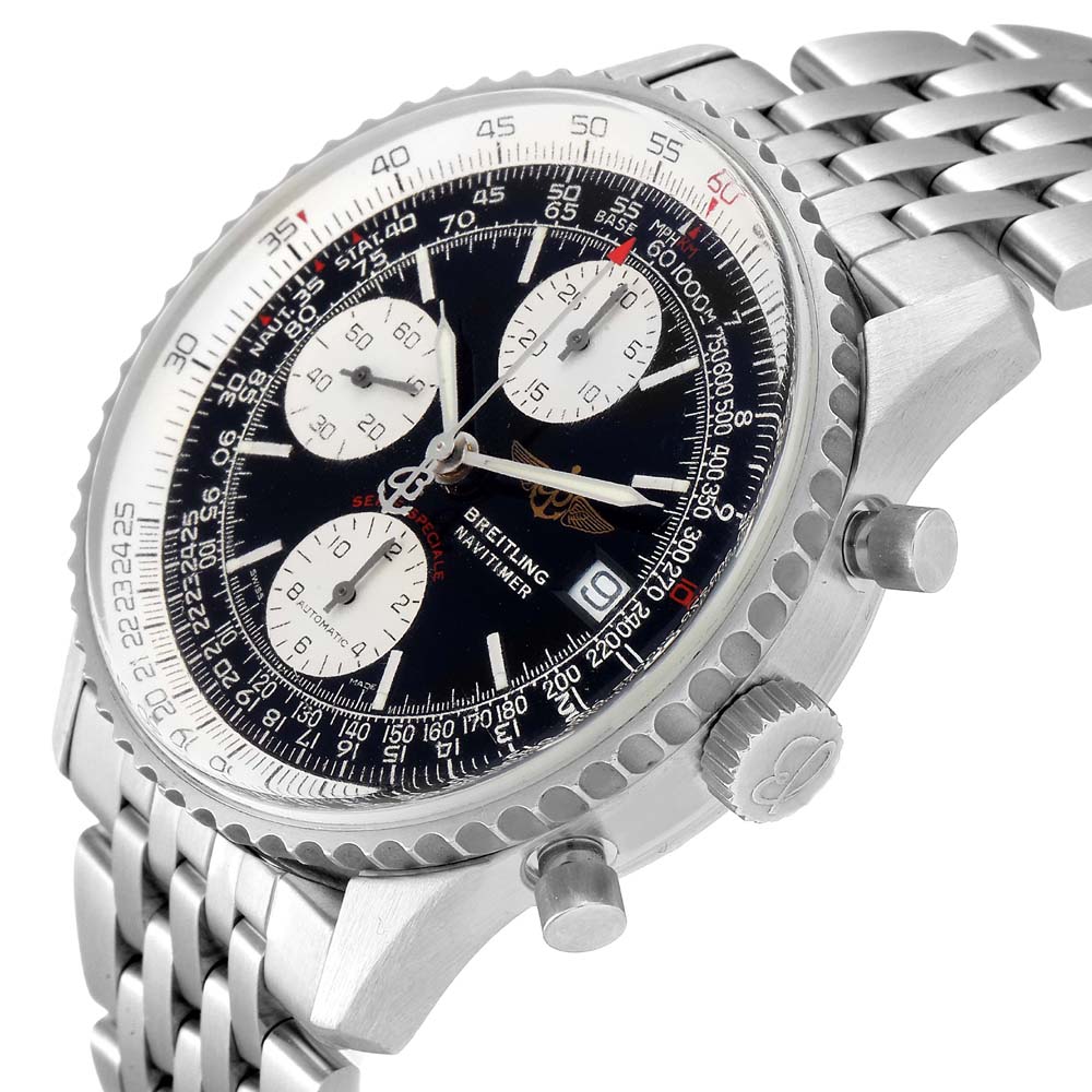 

Breitling Black Stainless Steel Navitimer Fighter Chronograph A13330 Men's Wristwatch 41.5 MM