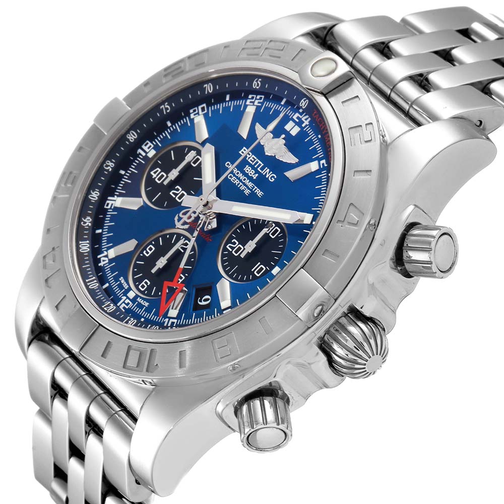 

Breitling Blue Stainless Steel Chronomat Evolution GMT AB0420 Men's Wristwatch 44 MM