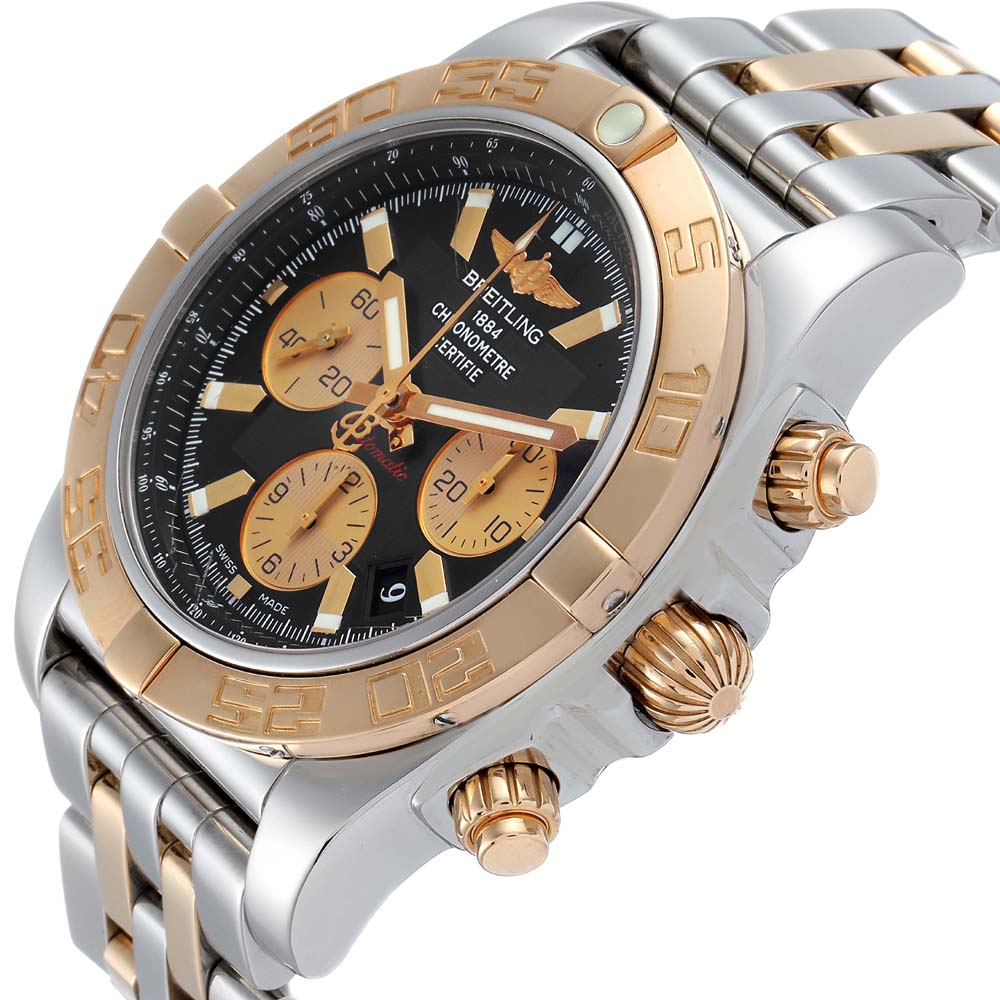

Breitling Black 18K Rose Gold And Stainless Steel Chronomat Evolution CB0110 Men's Wristwatch 45 MM