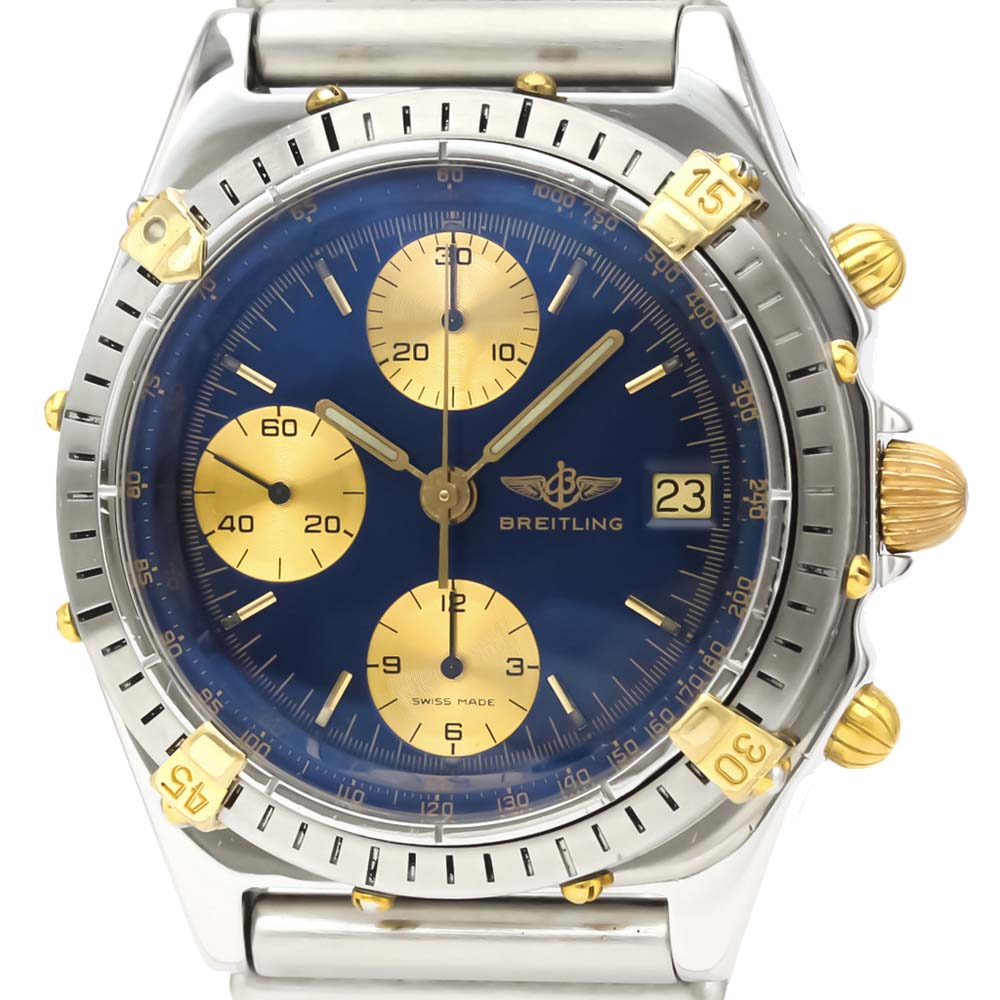 Breitling Blue 18k Yellow Gold And Stainless Steel Chronomat B13047 Automatic Men's Wristwatch 40 MM