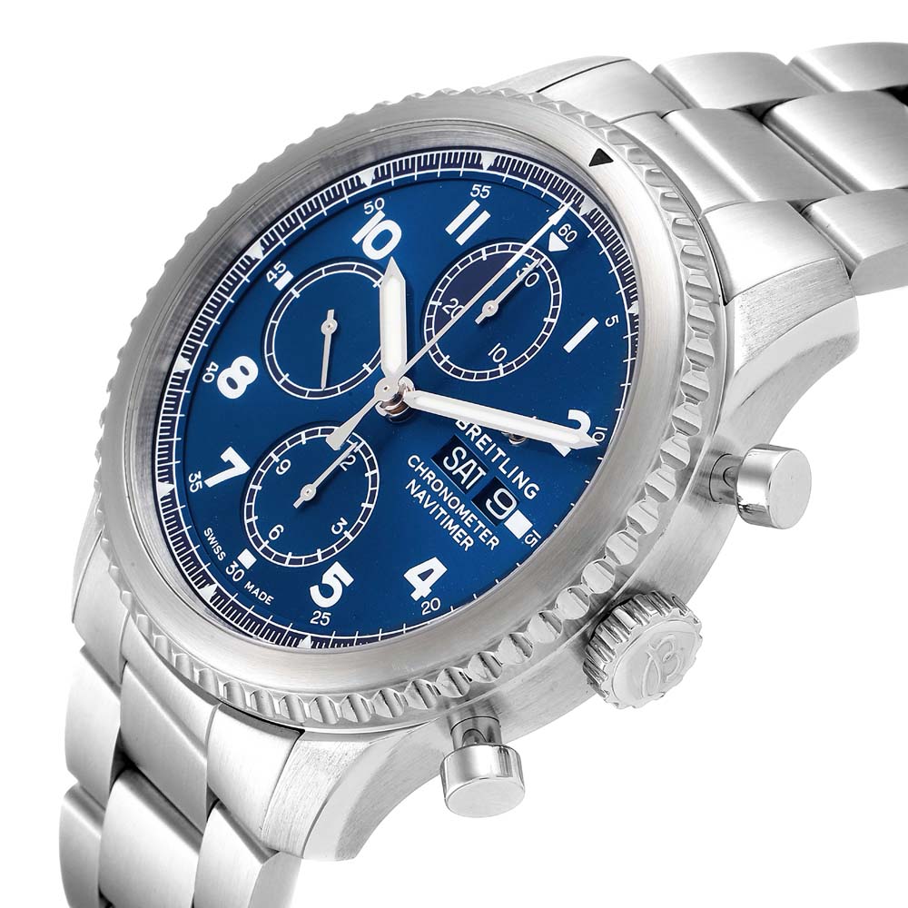 

Breitling Blue Stainless Steel Navitimer Chronograph A13314 Men's Wristwatch 43 MM