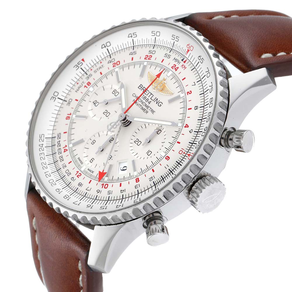 

Breitling Silver Stainless Steel Navitimer GMT AB0441 Men's Wristwatch 48 MM